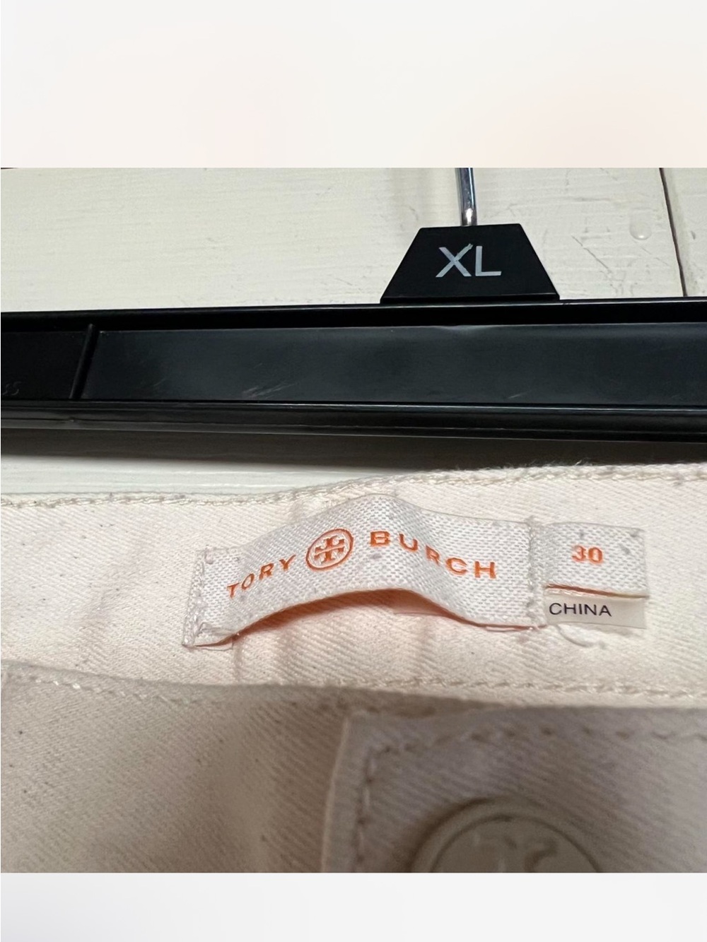 Tory Burch Sandy Off White Cropped Jeans Ribbon Embroidery size 30 - Picture 7 of 8